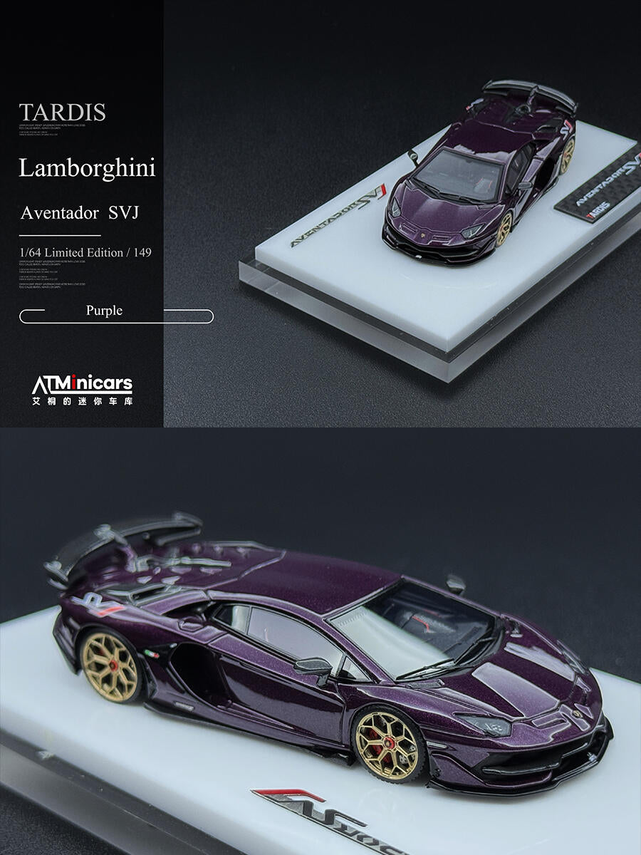 TARDIS 1:64 Aventador SVJ Silver Diecast Model Car Resin Limited edition