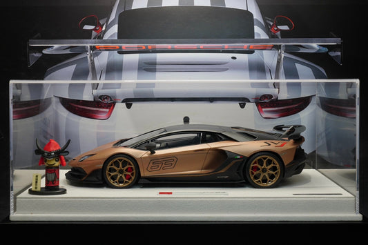 MAKE UP 1:18 scale resin Lamborghini flagship supercar model! Aventador SVJ 63 2018 Carbon Fiber Hardtop! Matte vintage metal paint color! Limited to 63 units!