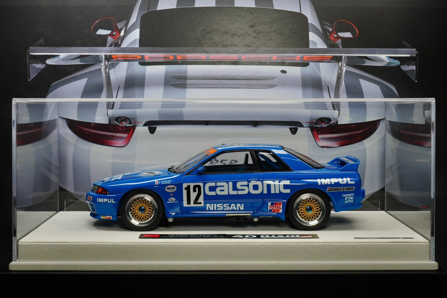 MAKE UP 1:18 Nissan R32 Calsonic Skyline GTR JTC 1990 Resin Diecast Model Car! 0th Anniversary Edition Series! With Gold BBS Wheels! Classic!