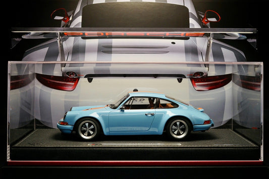 MAKE UP 1:18 Porsche 964singer Hardtop Resin Fine Car Model! Classic Gulf Blue Orange Stripe Color! With All Brown! Full of Vintage Style! Global Limited to 120 Units!  语气调整