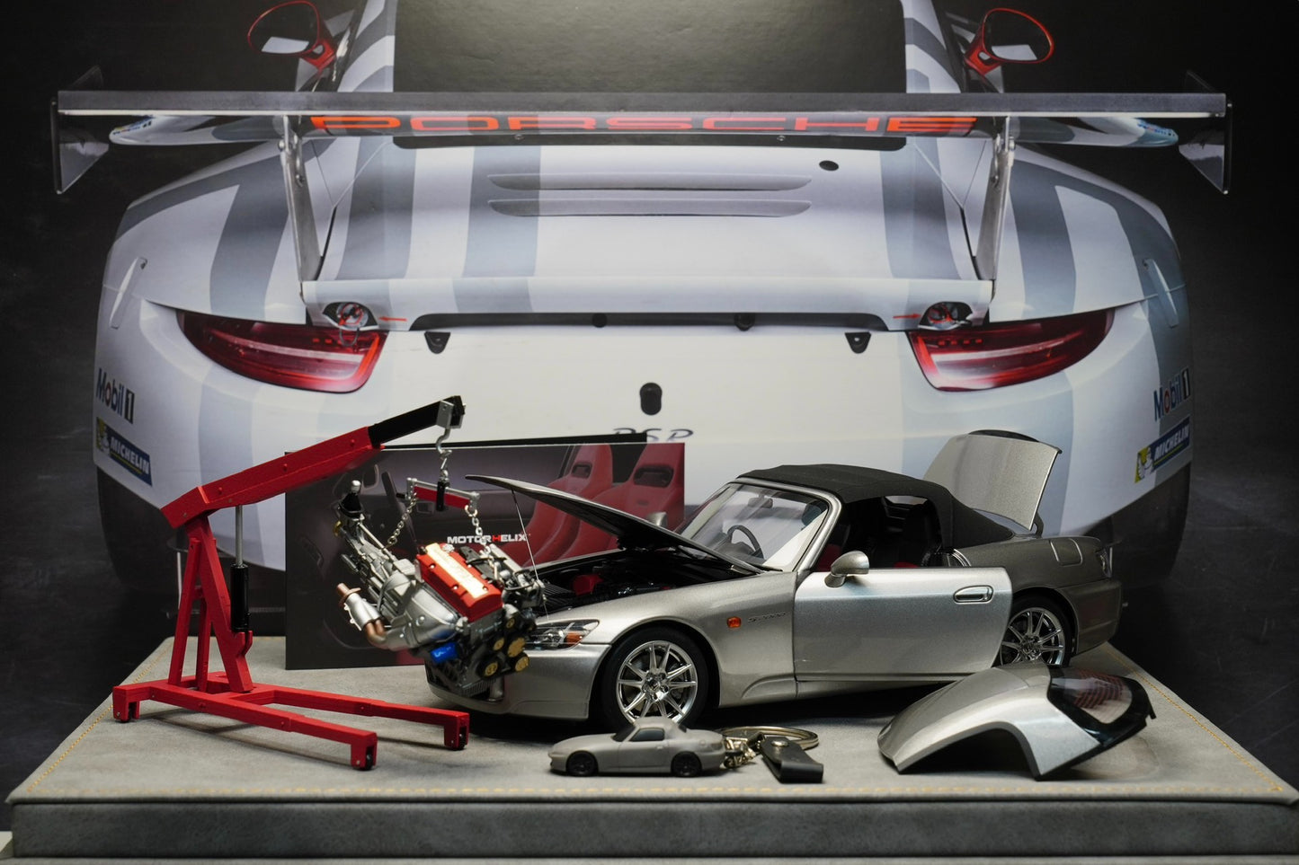 MOTORHELIX 1/18 Honda S2000 (AP2) alloy full-open car model! Metal silver color! Limited 699 units!