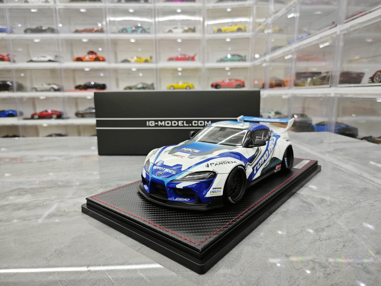 IG Toyota Rocket Bunny LBW L A90 Supra simulation resin car model collection display piece gift 1:18