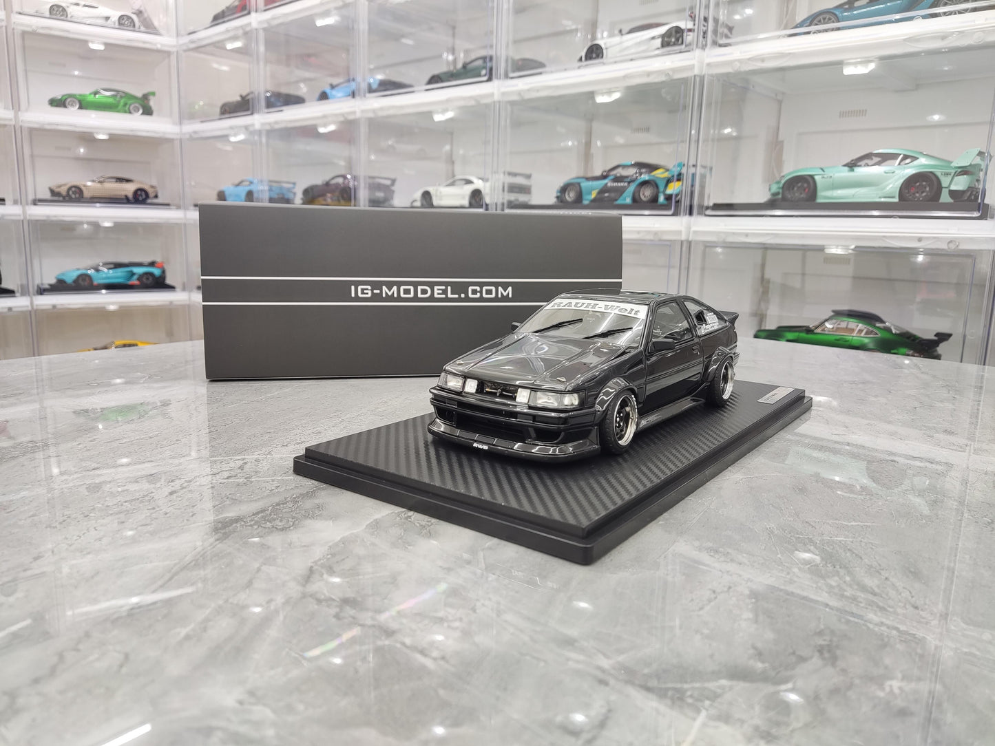 IG Toyota AE86 RWB wide body simulation resin car model collection display piece gift 1:18
