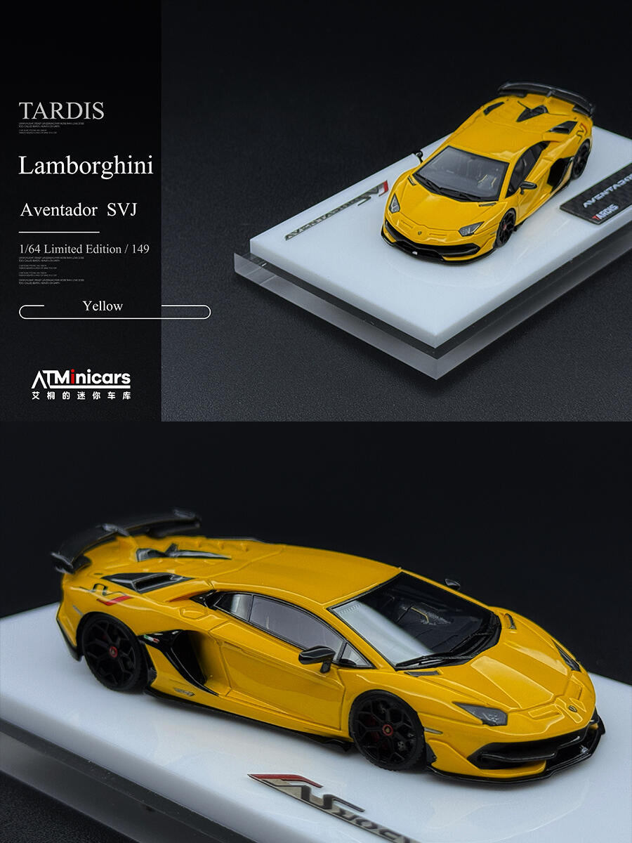 TARDIS 1:64 Aventador SVJ Silver Diecast Model Car Resin Limited edition