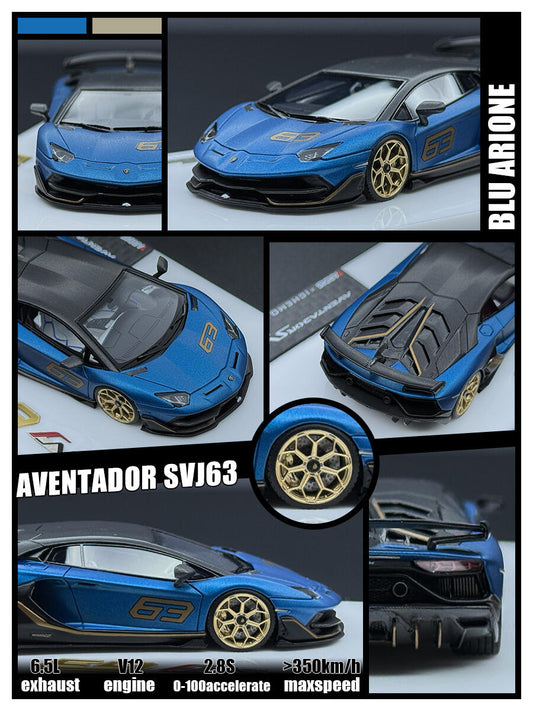 TARDIS 1:64 Aventador SVJ Silver Diecast Model Car Resin Limited edition