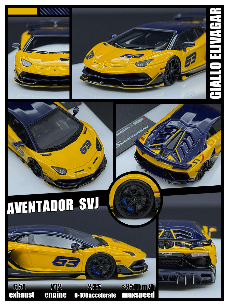 TARDIS 1:64 Aventador SVJ Silver Diecast Model Car Resin Limited edition