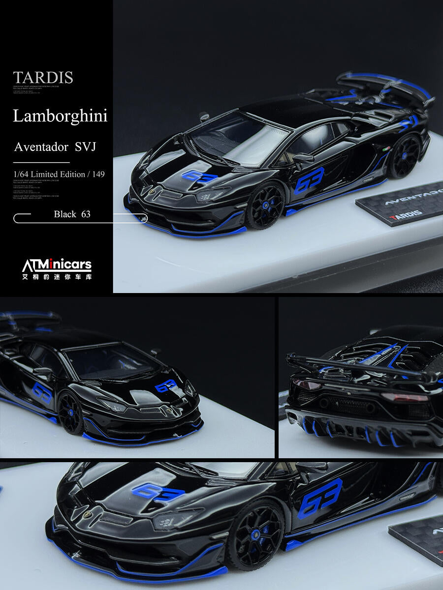 TARDIS 1:64 Aventador SVJ Silver Diecast Model Car Resin Limited edition