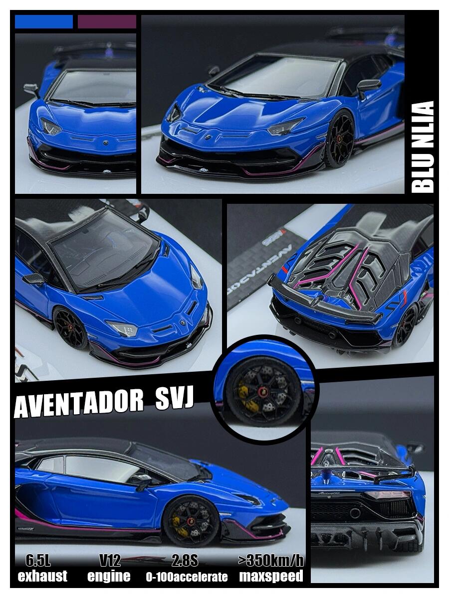 TARDIS 1:64 Aventador SVJ Silver Diecast Model Car Resin Limited edition