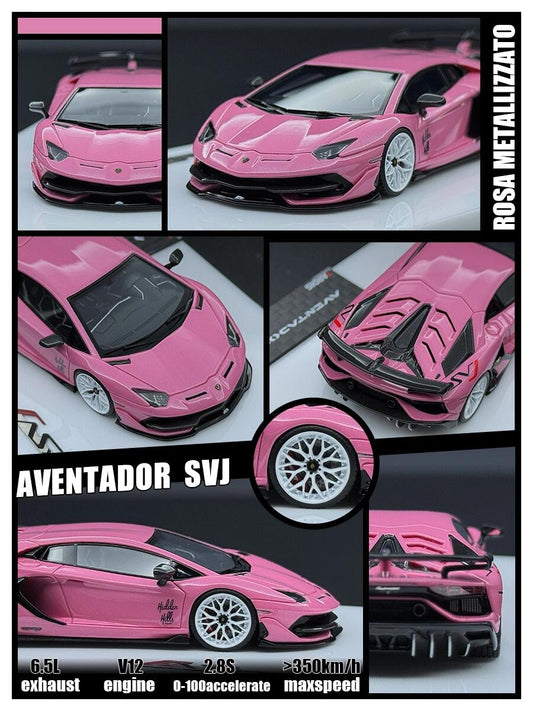 TARDIS 1:64 Aventador SVJ Silver Diecast Model Car Resin Limited edition