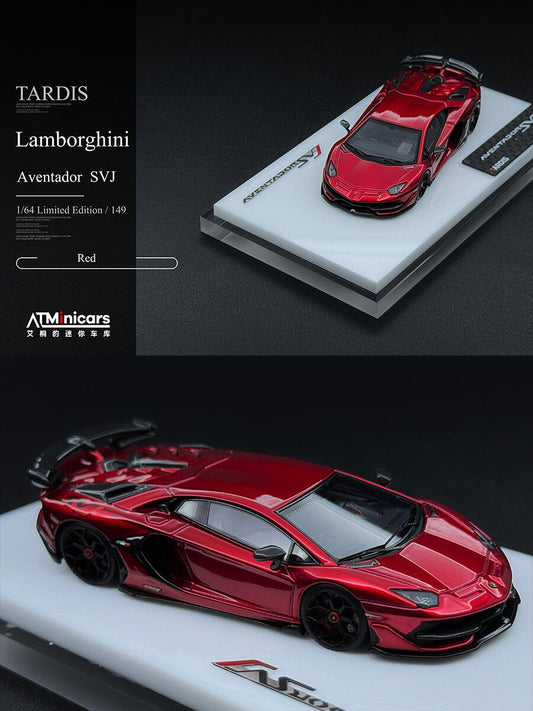 TARDIS 1:64 Aventador SVJ Silver Diecast Model Car Resin Limited edition
