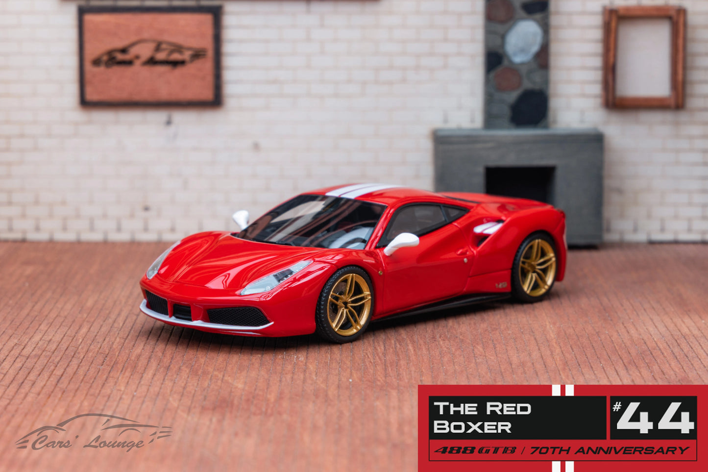 CL Cars Lounge 1:64 488GTB 70th anniversary Volcanic red Diecast Model Car Resin Limited edition Collection