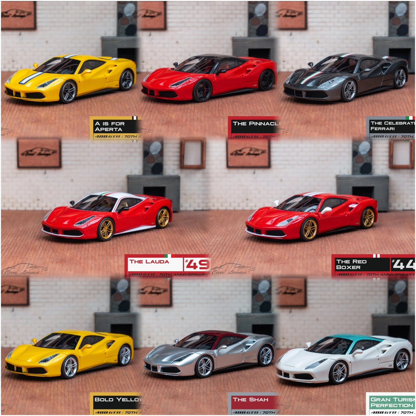 CL Cars Lounge 1:64 488GTB 70th anniversary Volcanic red Diecast Model Car Resin Limited edition Collection