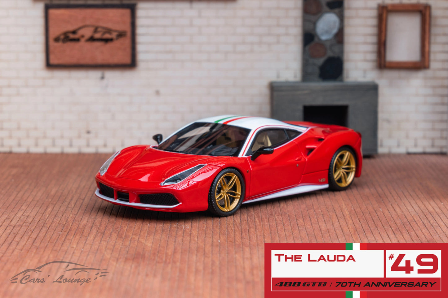 CL Cars Lounge 1:64 488GTB 70th anniversary Volcanic red Diecast Model Car Resin Limited edition Collection