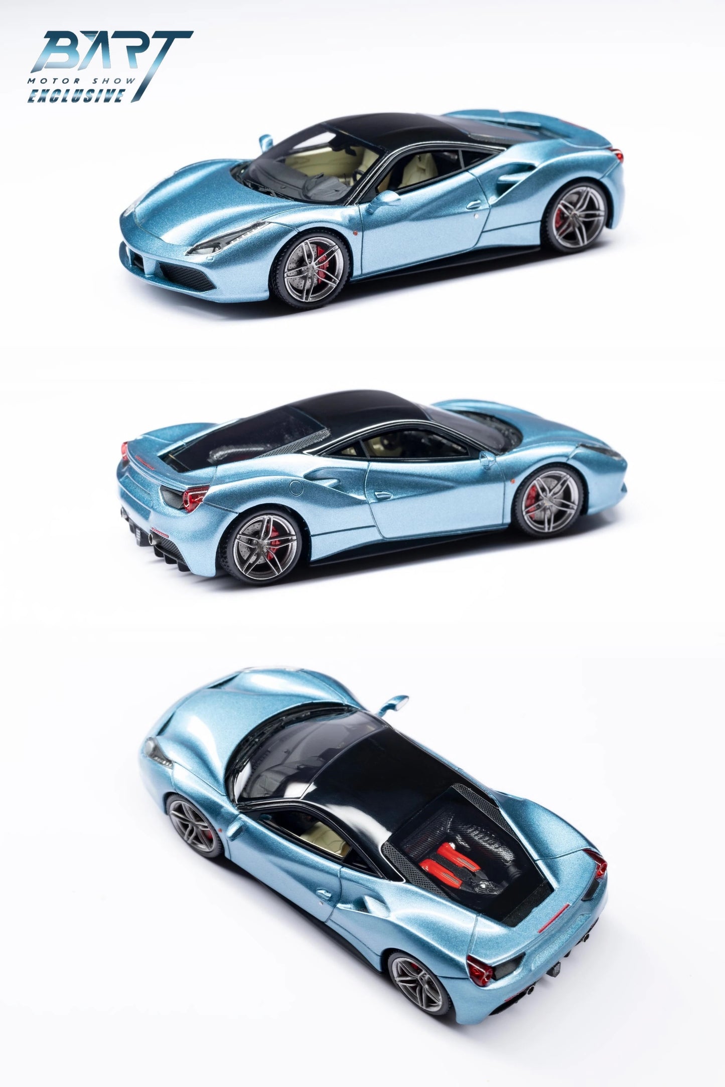CL Cars Lounge&Bart.M 1:64 488GTB Silver-blue Diecast Model Car Resin Limited edition Collection