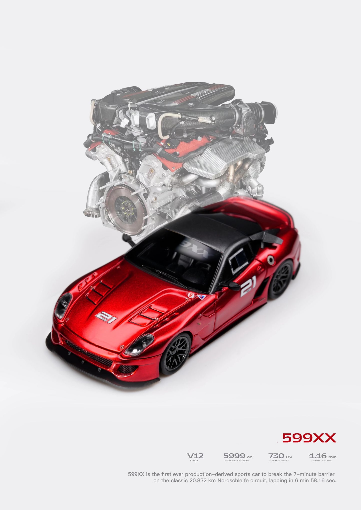 CL Cars Lounge 1:64 599xx Customized metal red21 Diecast Model Car Resin Limited edition Collection