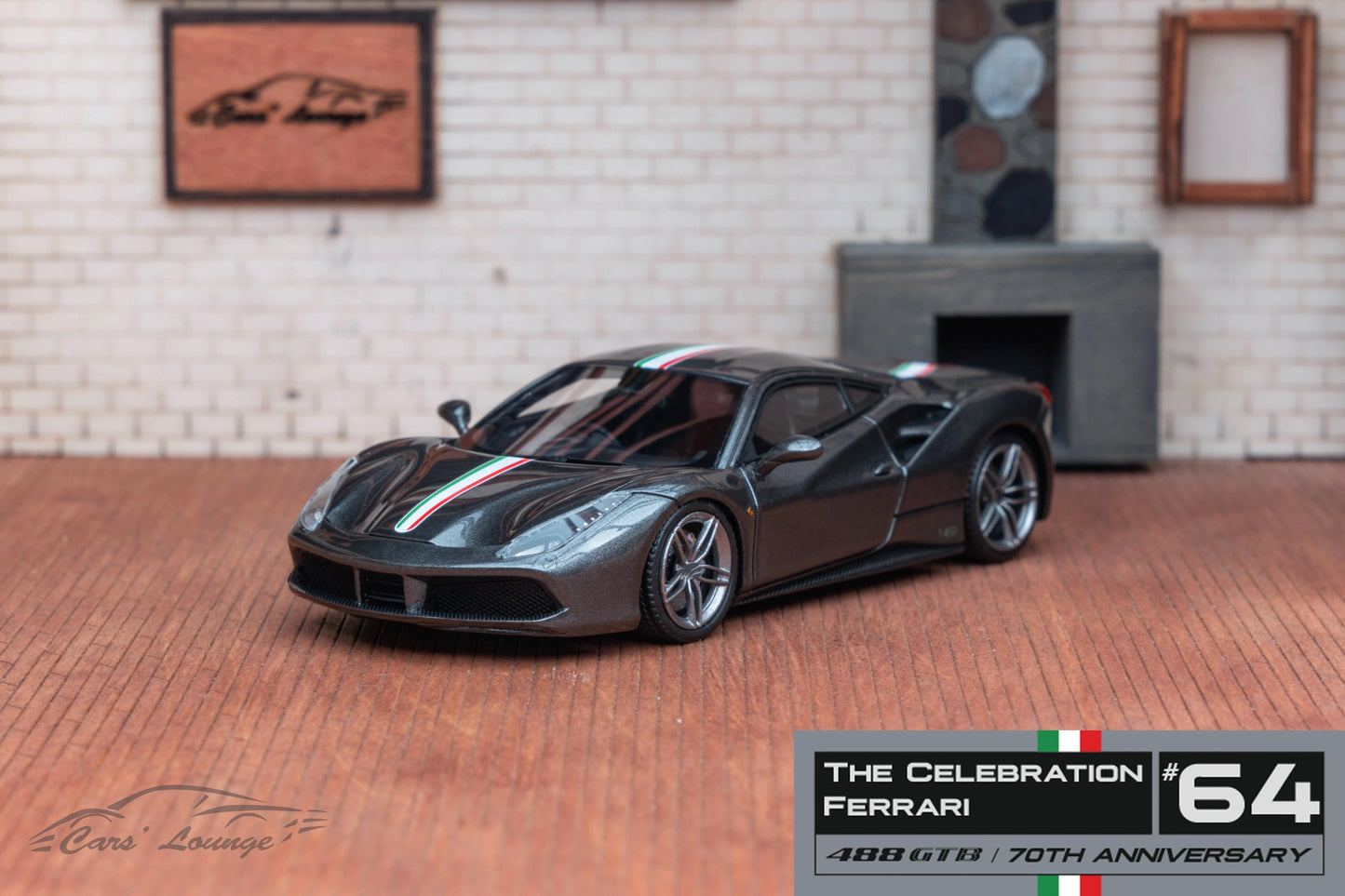 CL Cars Lounge 1:64 488GTB 70th anniversary Volcanic red Diecast Model Car Resin Limited edition Collection
